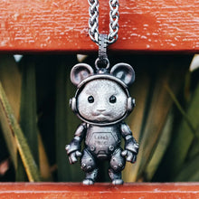Load image into Gallery viewer, Sterling Silver Hamster Astronaut Pendant, s925 Silver Spacemen Charm
