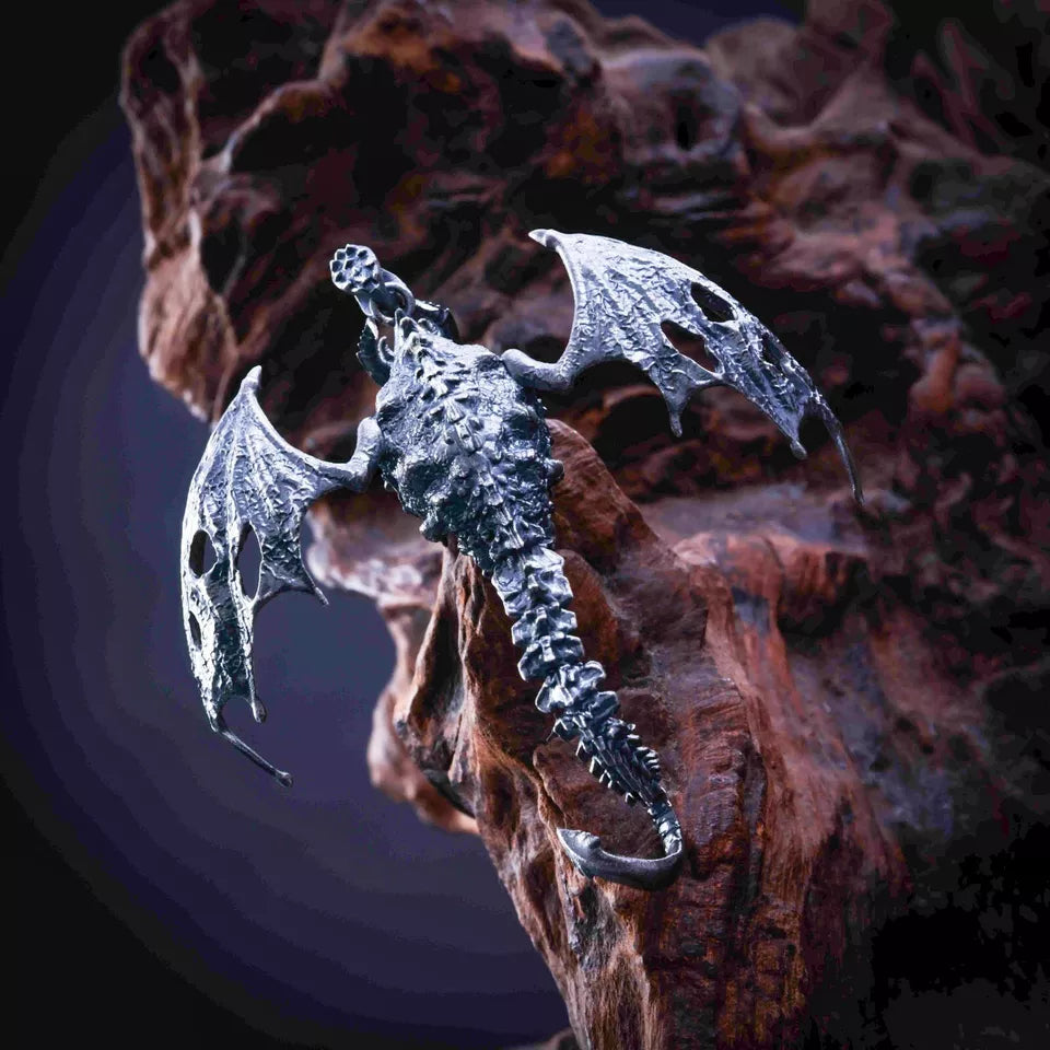 Pterodactyl Pendant. Sterling Silver Pterosaur Necklace. Quetzalcoatlus Necklace