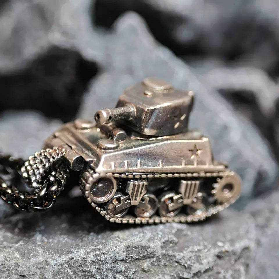 US M4 Sherman Tank Pendant. Cool Gift for Him. M4 Medium Tank Model Necklace.