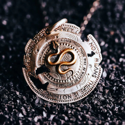 Legendary Snake Shield Pendant, 925 Sterling Silver Necklace, Gifts for Him.