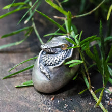 Load image into Gallery viewer, Reptile Animal Pendant. Hatched Snake Pendant. Sterling Silver Egg Necklace.