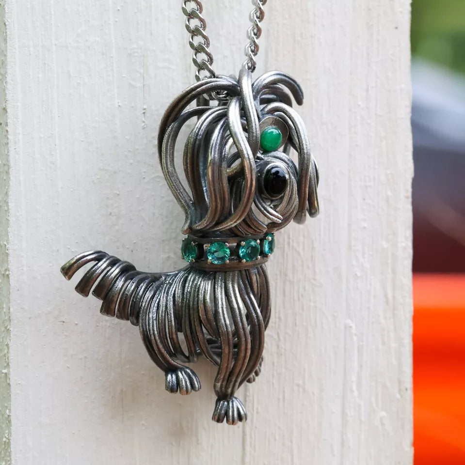 Messy Little Dog Pendant. Gifts for Him. Handmade Necklace. Unique Jewelry.