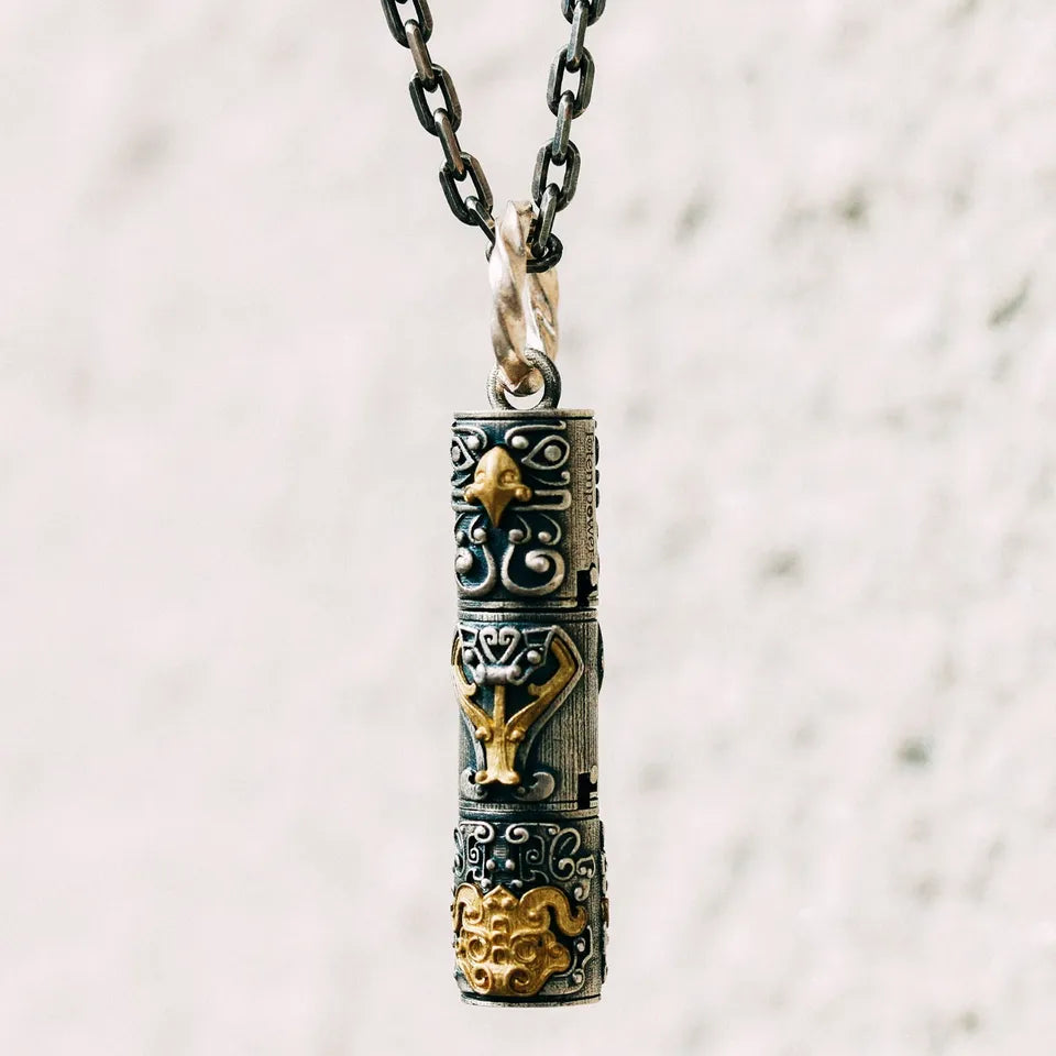 Totem pole Pendant. 925 silver necklace. Handmade necklace, Gifts for him.