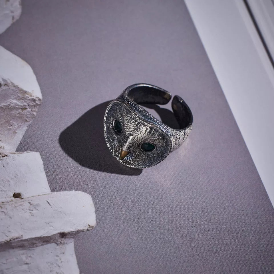 Owl Ring. Gift for Him. Handmade Ring For Men. 925 Silver Ring. Animal Ring.