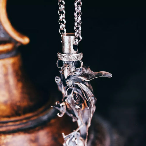 Bird Pendant. 925 Silver Necklace. Animal Pendant. Handmade Skeletons Pendant.