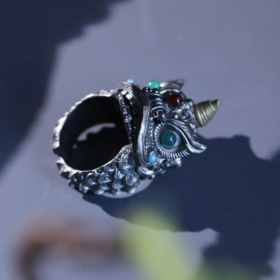 925 Silver Lion Ring. Cool Gift for Him. Sterling Silver Ring. Handmade Jewelry.