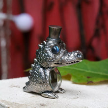 Load image into Gallery viewer, Silver Crocodile Pendant. Gift for Him. Handmade Necklace. Wild Animal Jewelry.