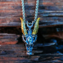 Load image into Gallery viewer, Skeleton Dragon Pendant. Handmade necklace. Sterling Silver. Gift For Him.