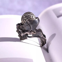 Load image into Gallery viewer, Skeleton Ring. Gifts for Him. Handmade Brain Ring. Unique Jewelry.
