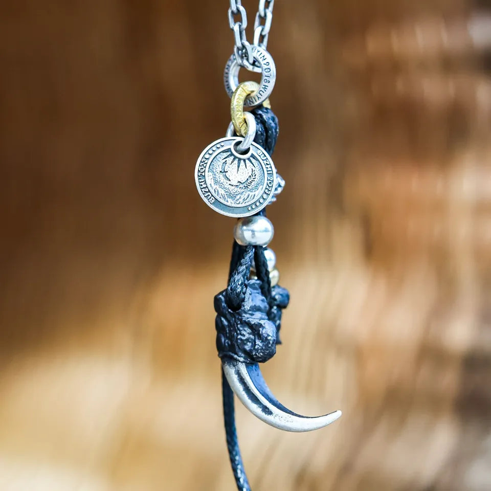 Eagle's talon Pendant. Sterling Silver Necklace. Handmade Pendant. Gift For Him.