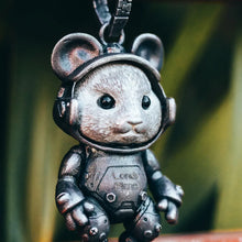 Load image into Gallery viewer, Sterling Silver Hamster Astronaut Pendant, s925 Silver Spacemen Charm
