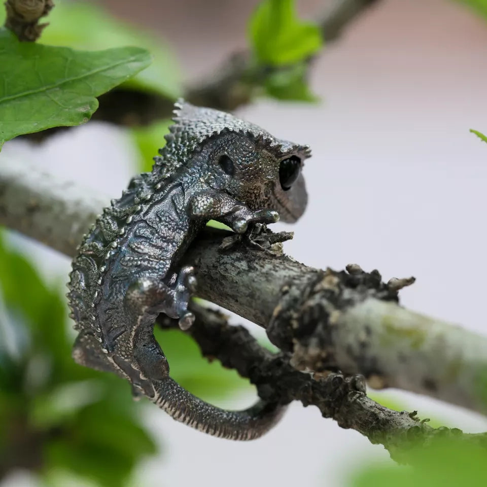 Wild Animal Ring. Crested Gecko Ring. Handmade Sterling Silver Ring. Lizard Ring