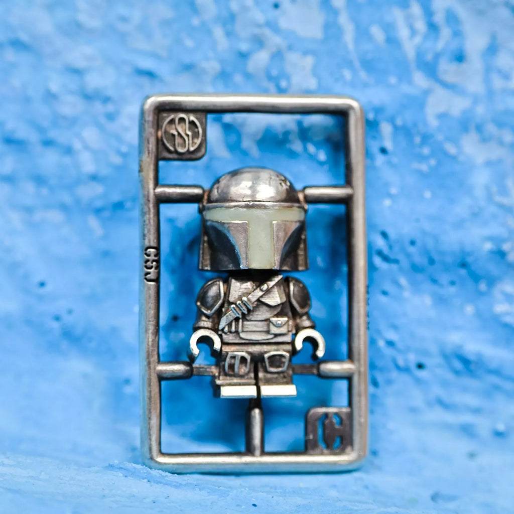 925 Silver Japanese Gundam Pendant. Glow-in-the-dark Robot. Handmade Necklace.