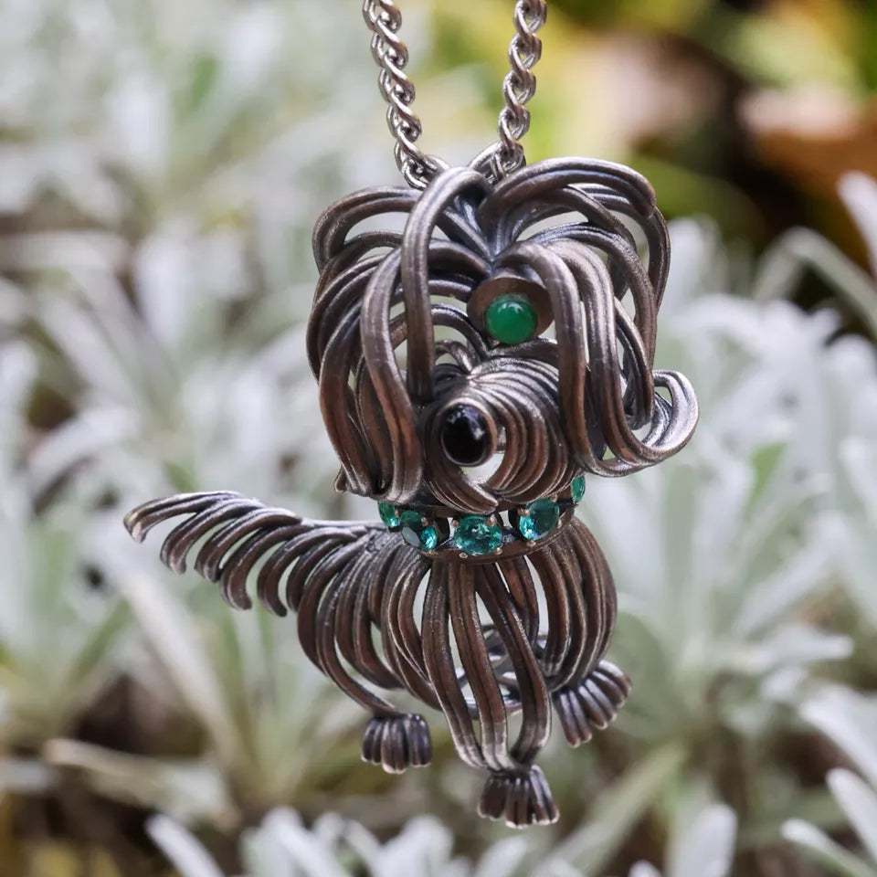Messy Little Dog Pendant. Gifts for Him. Handmade Necklace. Unique Jewelry.