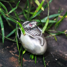 Load image into Gallery viewer, Reptile Animal Pendant. Hatched Snake Pendant. Sterling Silver Egg Necklace.