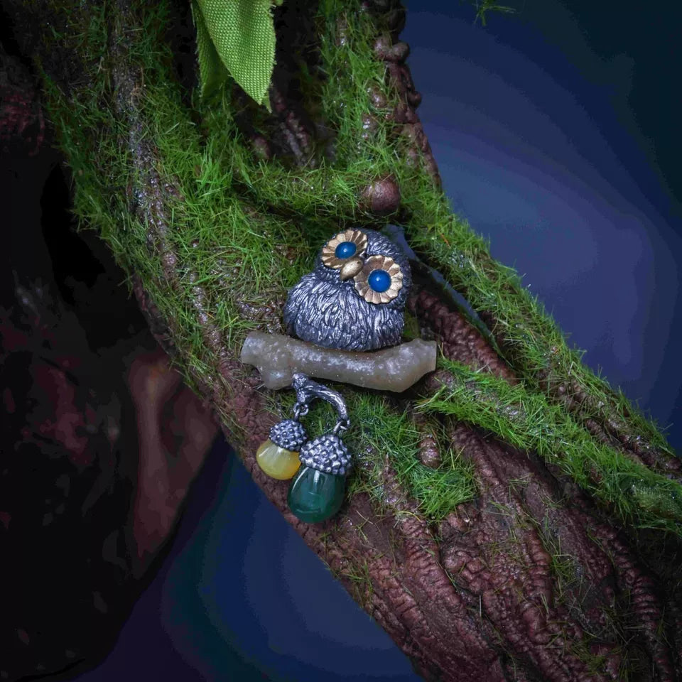 925 Silver Owl Pendant. Gift for Him/Her. Handmade Necklace. Unique Jewelry.