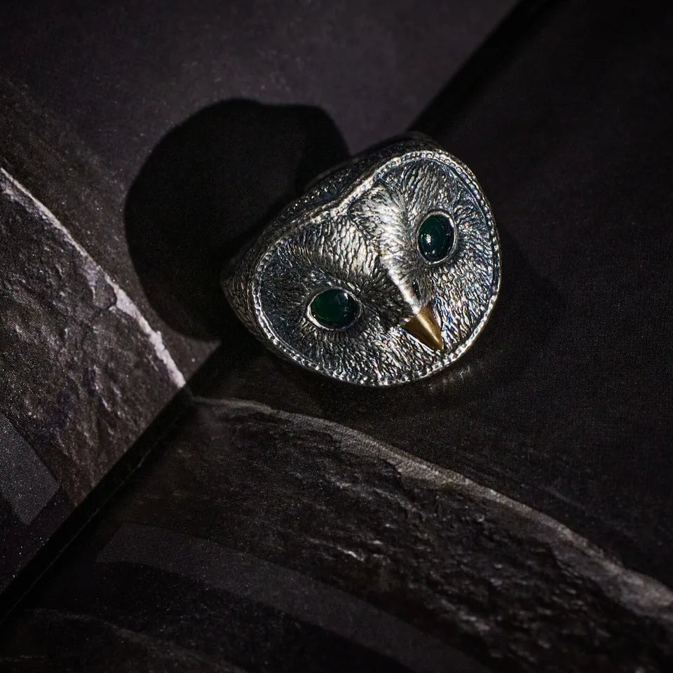 Owl Ring. Gift for Him. Handmade Ring For Men. 925 Silver Ring. Animal Ring.