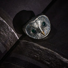 Load image into Gallery viewer, Owl Ring. Gift for Him. Handmade Ring For Men. 925 Silver Ring. Animal Ring.