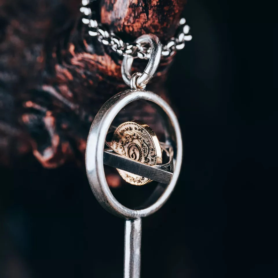 925Silver Key Pendant, Handmade Sterling Silver&Brass Necklace, Gift for him.