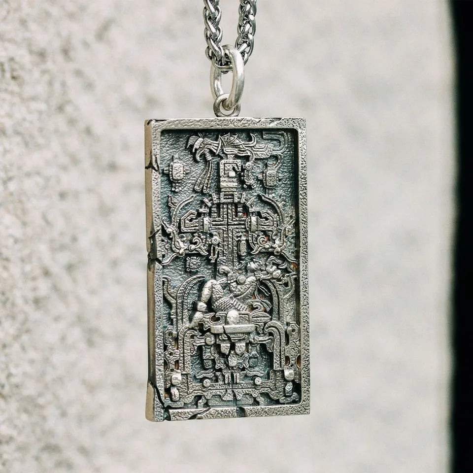 Mayan rocket Pendant. 925 silver necklace. Handmade necklace, Gifts for him.