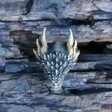 Load image into Gallery viewer, Mythical Beast Ring, Unique Jewelry, Handmade Dragon Ring. Silver&amp;18K Gold Ring.