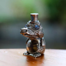 Load image into Gallery viewer, Silver Crocodile Pendant. Gift for Him. Handmade Necklace. Wild Animal Jewelry.