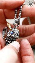 Load image into Gallery viewer, Skeleton Dragon Pendant. Handmade necklace. Sterling Silver. Gift For Him.