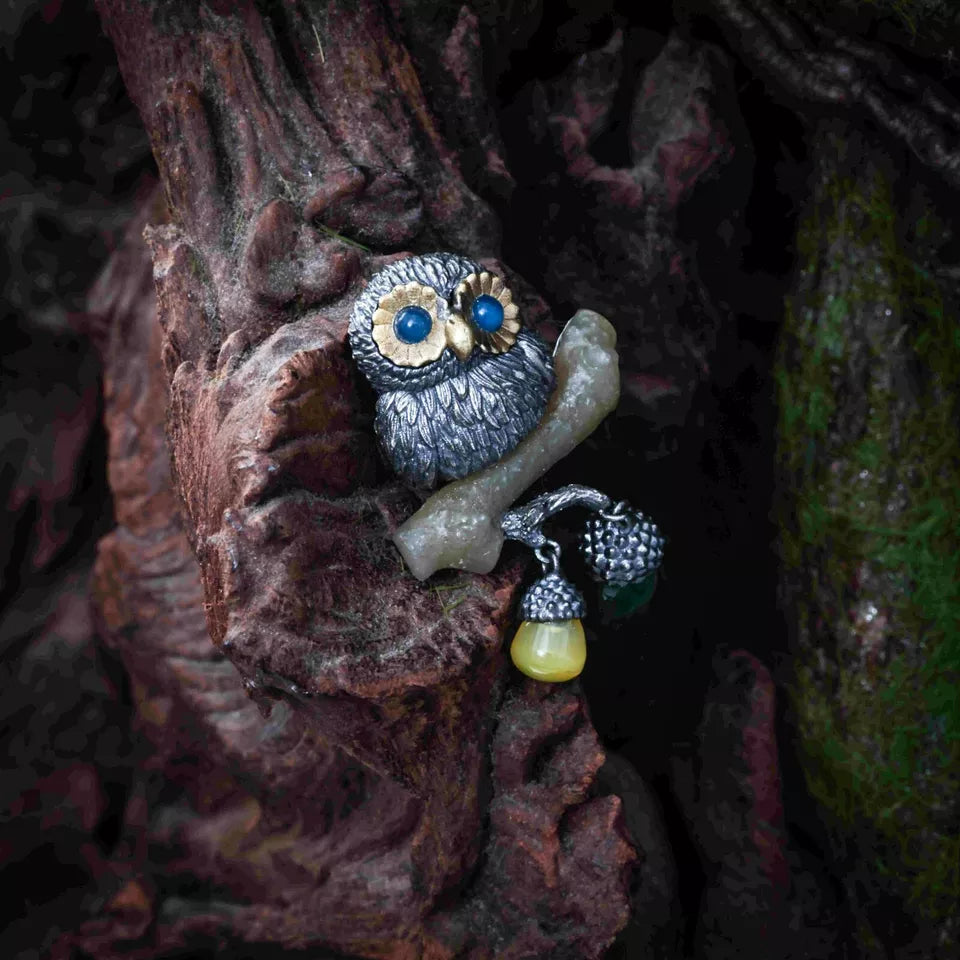 925 Silver Owl Pendant. Gift for Him/Her. Handmade Necklace. Unique Jewelry.