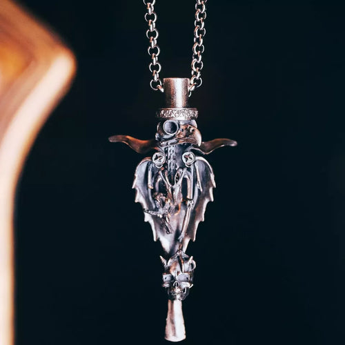 Bird Pendant. 925 Silver Necklace. Animal Pendant. Handmade Skeletons Pendant.