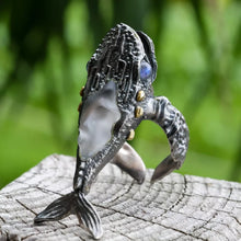 Load image into Gallery viewer, Mythical Fish Ring. Sterling Silver Ring. Handmade Jewelry. Gift For Him.