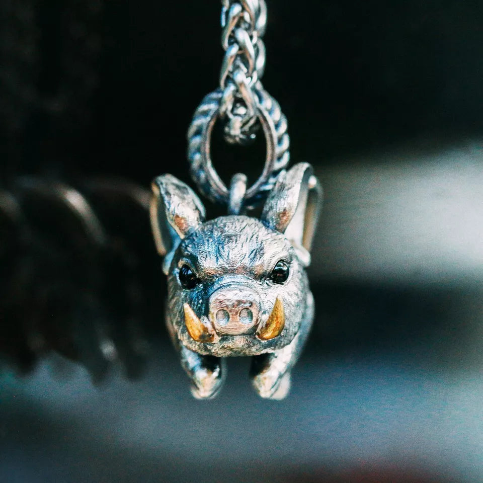 Flying Pig Pendant. 925 Silver Necklace. When Pigs Fly. Handmade necklace.