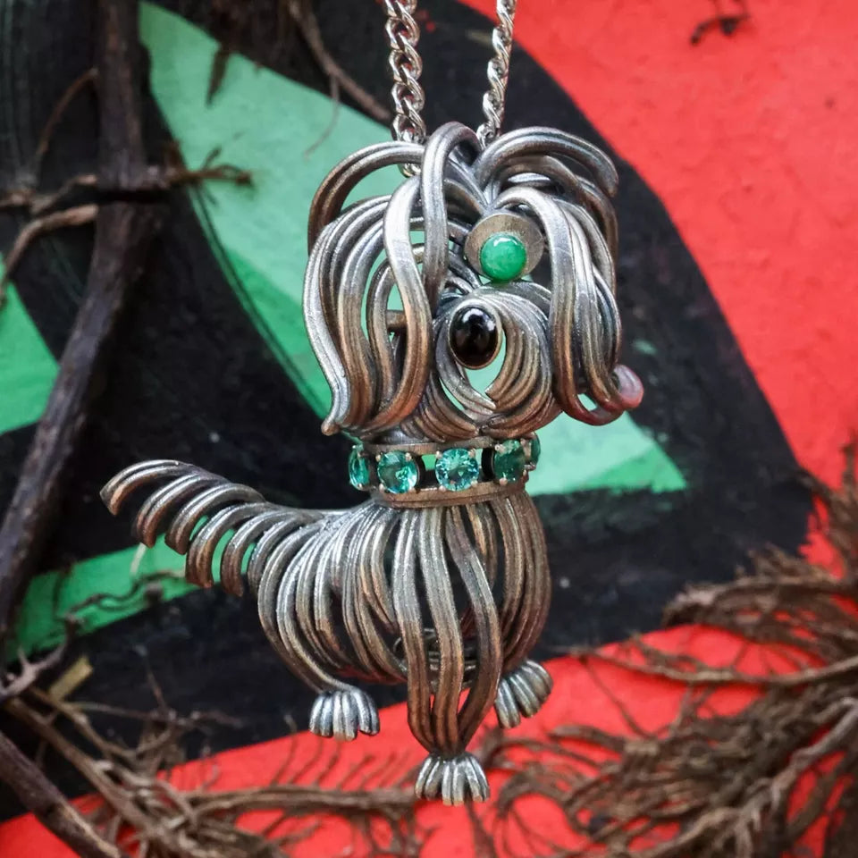 Messy Little Dog Pendant. Gifts for Him. Handmade Necklace. Unique Jewelry.