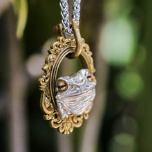 Load image into Gallery viewer, Toad in a Frame Pendant. Frog Pendant. Gift for Her. Handmade S925 Necklace.