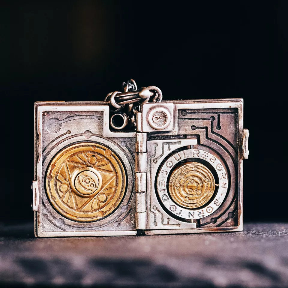 Magical Book Pendant, Locket Necklace, Sterling Silver & Brass, Gifts for Him.