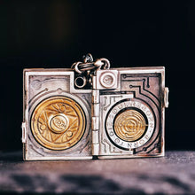 Load image into Gallery viewer, Magical Book Pendant, Locket Necklace, Sterling Silver &amp; Brass, Gifts for Him.