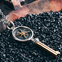 Load image into Gallery viewer, Keys to Mars Pendant, Handmade Sterling Silver&amp;Brass Necklace, Gift for him.