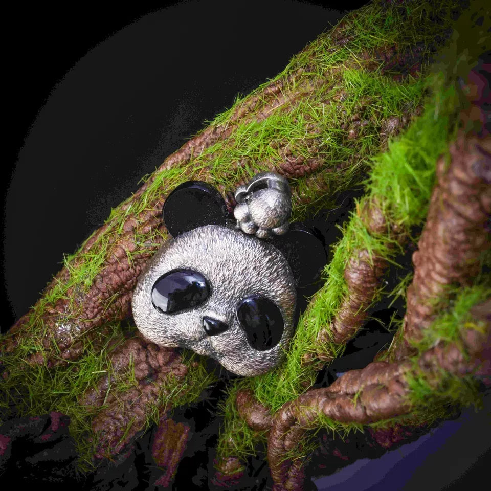 Panda Bear Pendant. Gifts for Him/Her. Handmade Necklace. Silver Pendant.