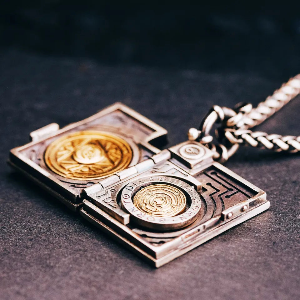 Magical Book Pendant, Locket Necklace, Sterling Silver & Brass, Gifts for Him.