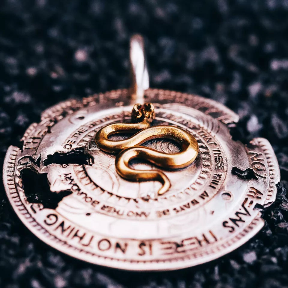 Legendary Snake Shield Pendant, 925 Sterling Silver Necklace, Gifts for Him.