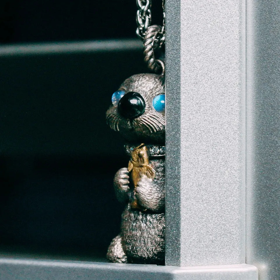 Sea Otter Pendant. 925 silver necklace. Animal Pendant. Handmade necklace.