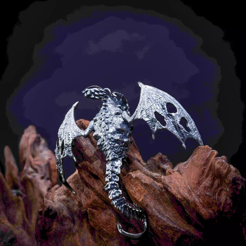 Pterodactyl Pendant. Sterling Silver Pterosaur Necklace. Quetzalcoatlus Necklace