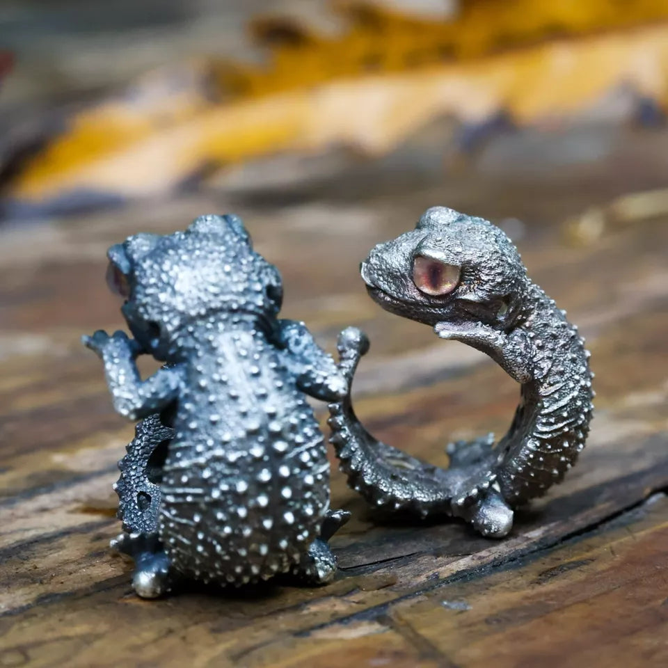 Wild Animal Ring. Smooth Knob-tailed Gecko Ring. Sterling Silver Ring.