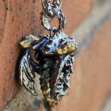Load image into Gallery viewer, Skeleton Dragon Pendant. Handmade necklace. Sterling Silver. Gift For Him.