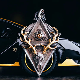 925 silver God's eye pendant, Antler pendant, Christmas gift. Elk pendant