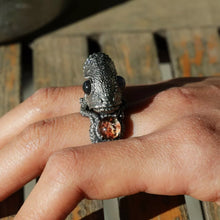 Load image into Gallery viewer, Wild Animal Ring. Sterling Silver Ring. Chameleon Ring, Handmade Jewelry.