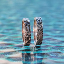 Load image into Gallery viewer, Sterling Silver Couple Rings, Handmade Couple Ring Set, Sun Moon Promise Band.