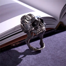 Load image into Gallery viewer, Skeleton Ring. Gifts for Him. Handmade Brain Ring. Unique Jewelry.
