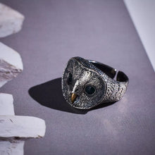 Load image into Gallery viewer, Owl Ring. Gift for Him. Handmade Ring For Men. 925 Silver Ring. Animal Ring.