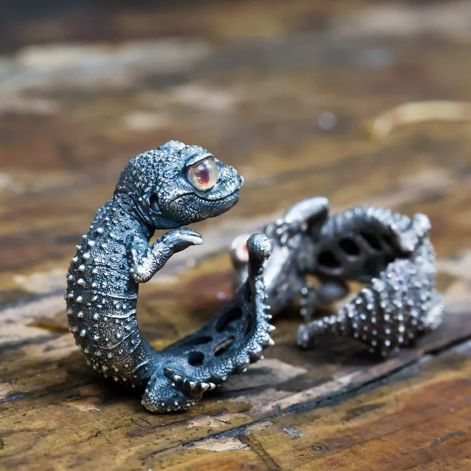 Wild Animal Ring. Smooth Knob-tailed Gecko Ring. Sterling Silver Ring.