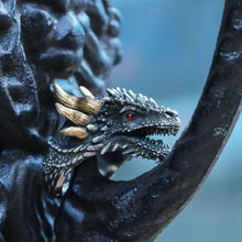 Load image into Gallery viewer, Mythical Beast Ring, Unique Jewelry, Handmade Dragon Ring. Silver&amp;18K Gold Ring.